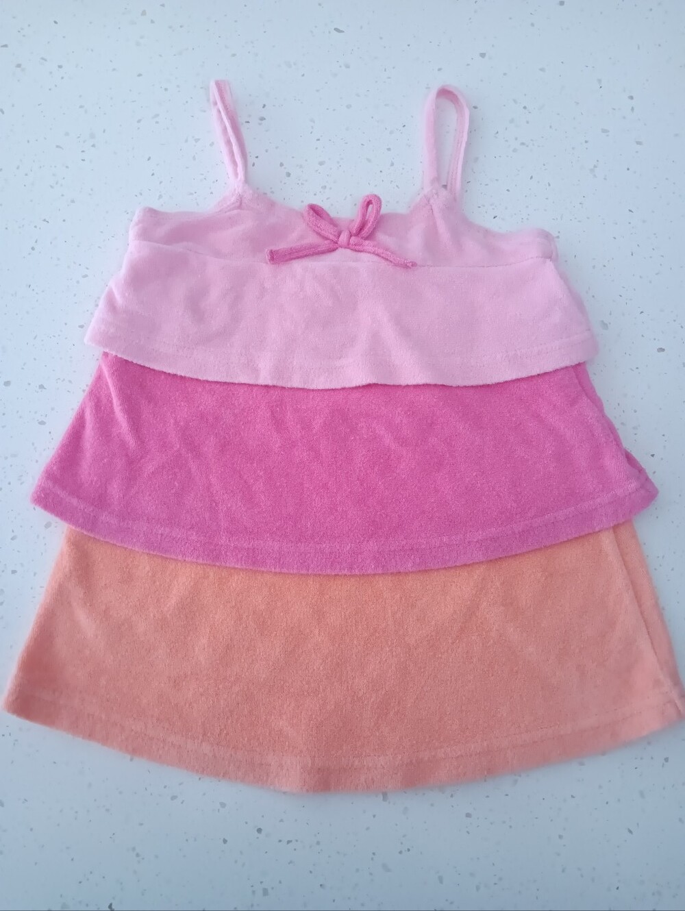Vintage Girls' Pink and Orange Tiered Swim Coverup Size 24M